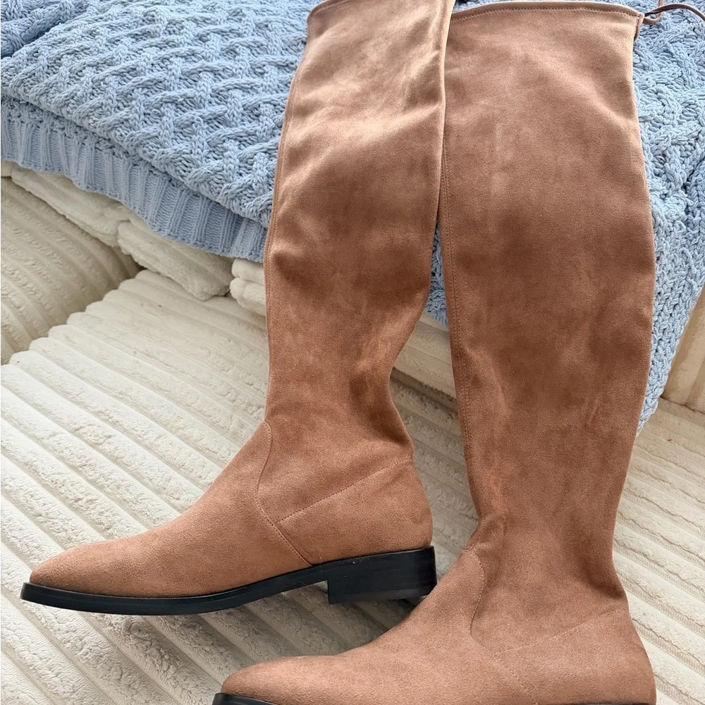 Stuart Weitzman Tall Suede Over-the-Knee Boots in Chestnut